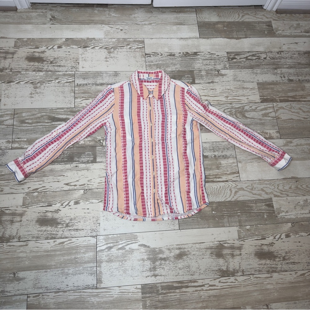 Splendid Women’s Small Striped Button-Up Shirt Long‎ Sleeve Made in India